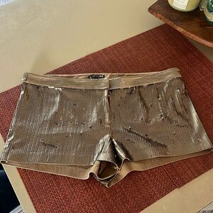 Express sequin shorts copper brown